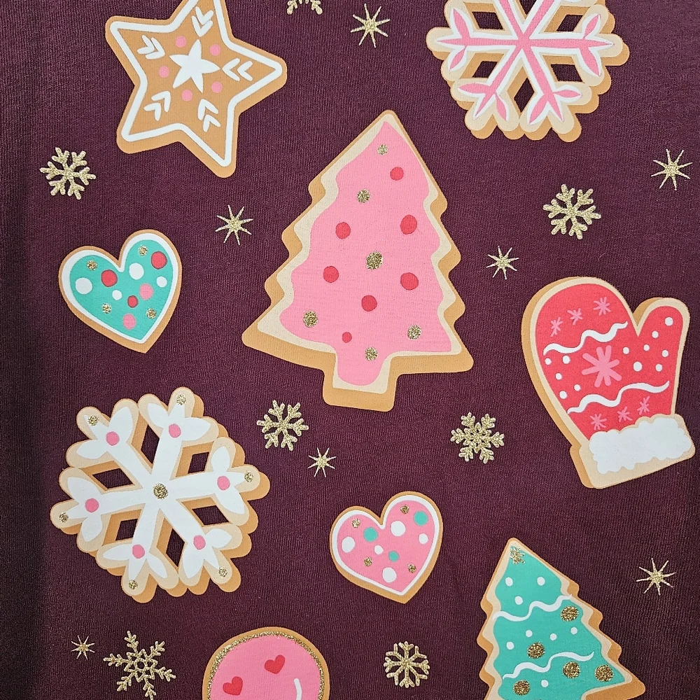 The Childrens Place Burgundy‎ Gingerbread Cookie Holiday Long Sleeve Tee 5/6 NWT